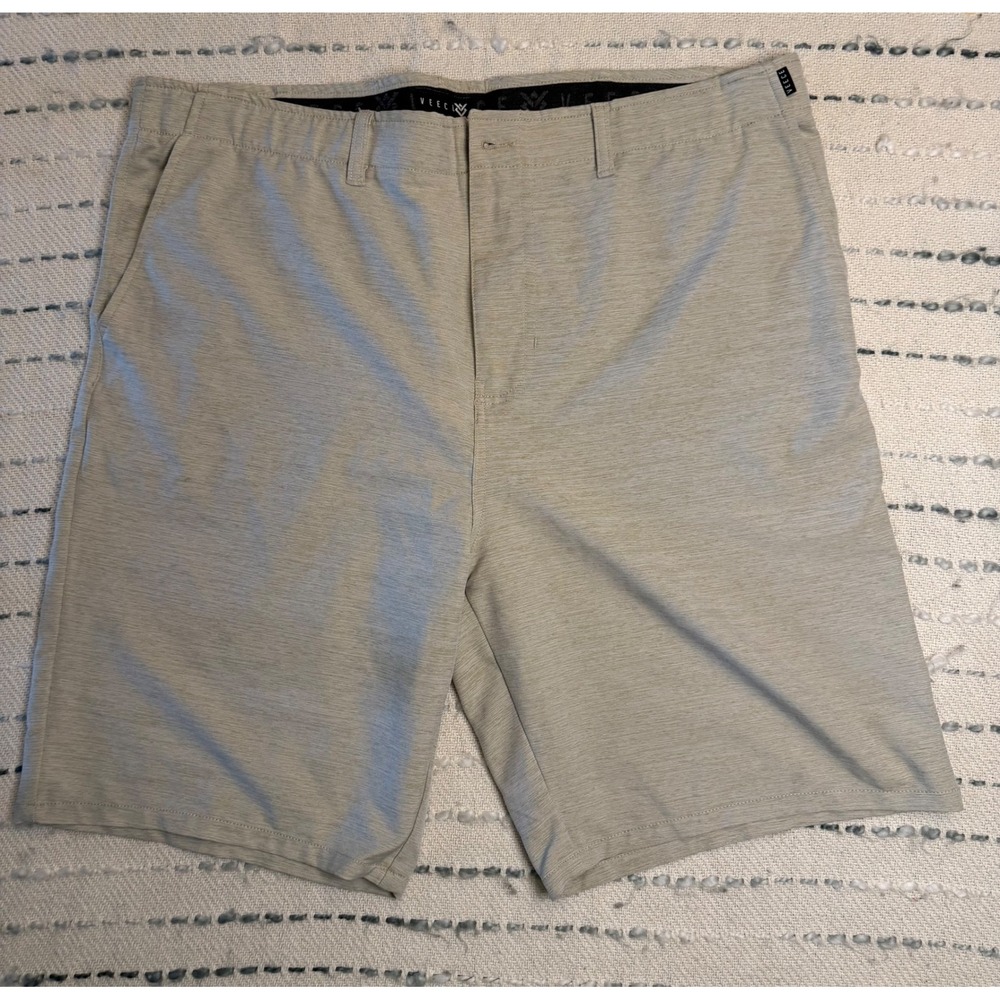 Veece Mens Hybrid Walk Shorts Khaki Tan Heathered Size 40 Golf Casual Beach